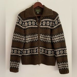 Eddie Bauer Fine Italian Merino Wool Blend Full Zip Cardigan Sweater Size M